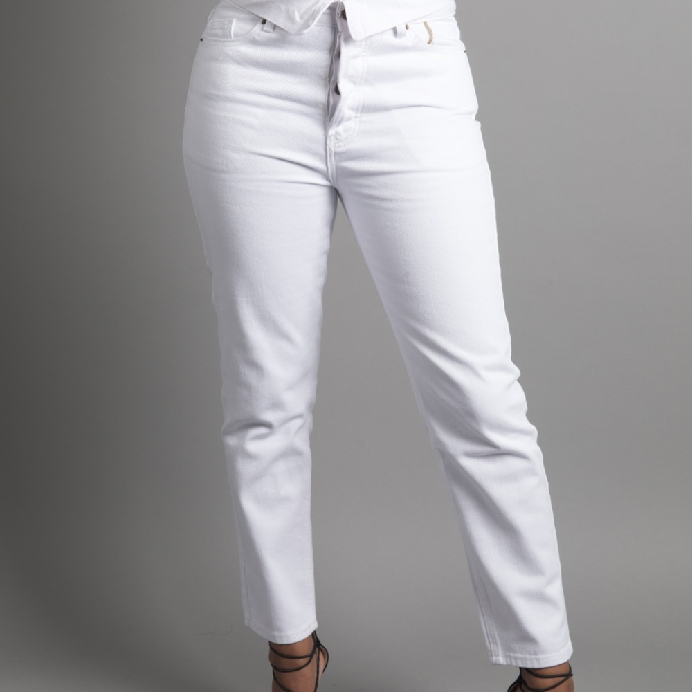 Vicky | Foldover High Waist Skinny Jean  in White